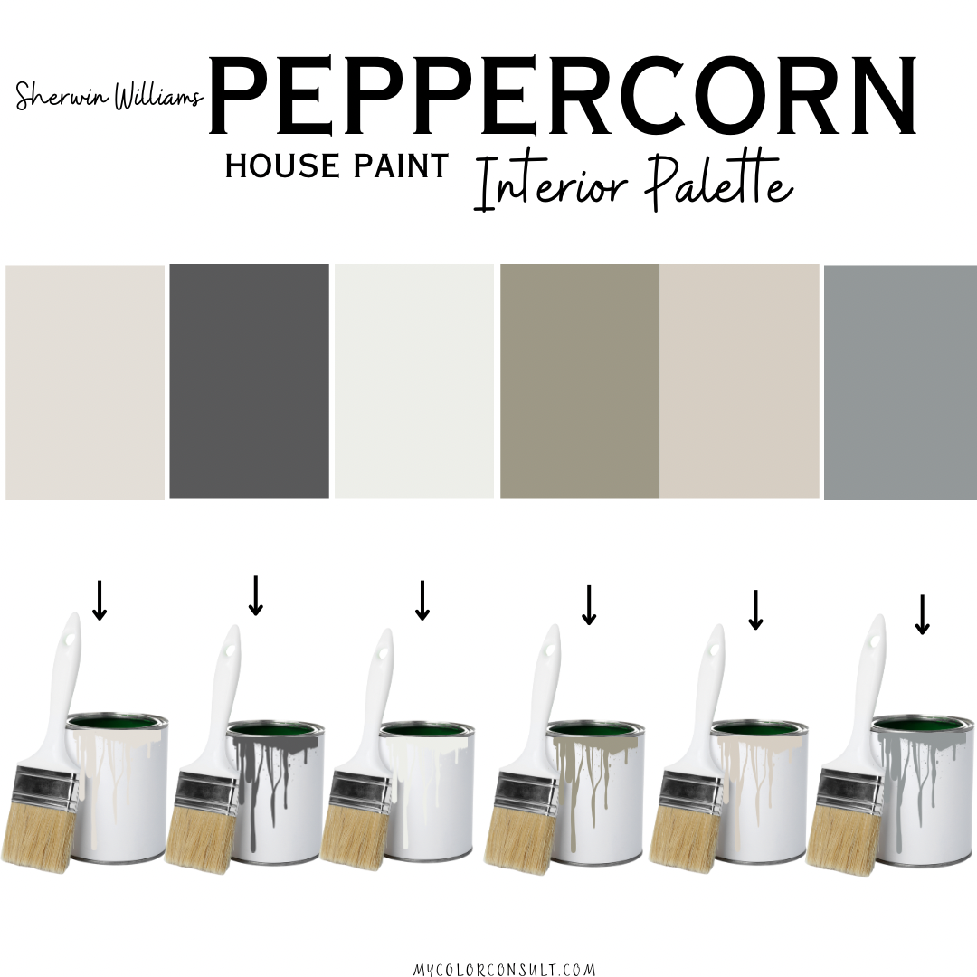 Sherwin Williams Peppercorn coordinating Whole interior House Paint Color