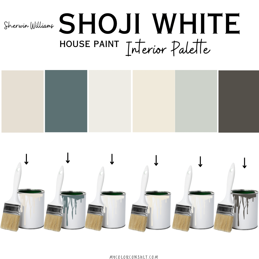 Sherwin Williams Shoji white coordinating Whole interior House Paint Color