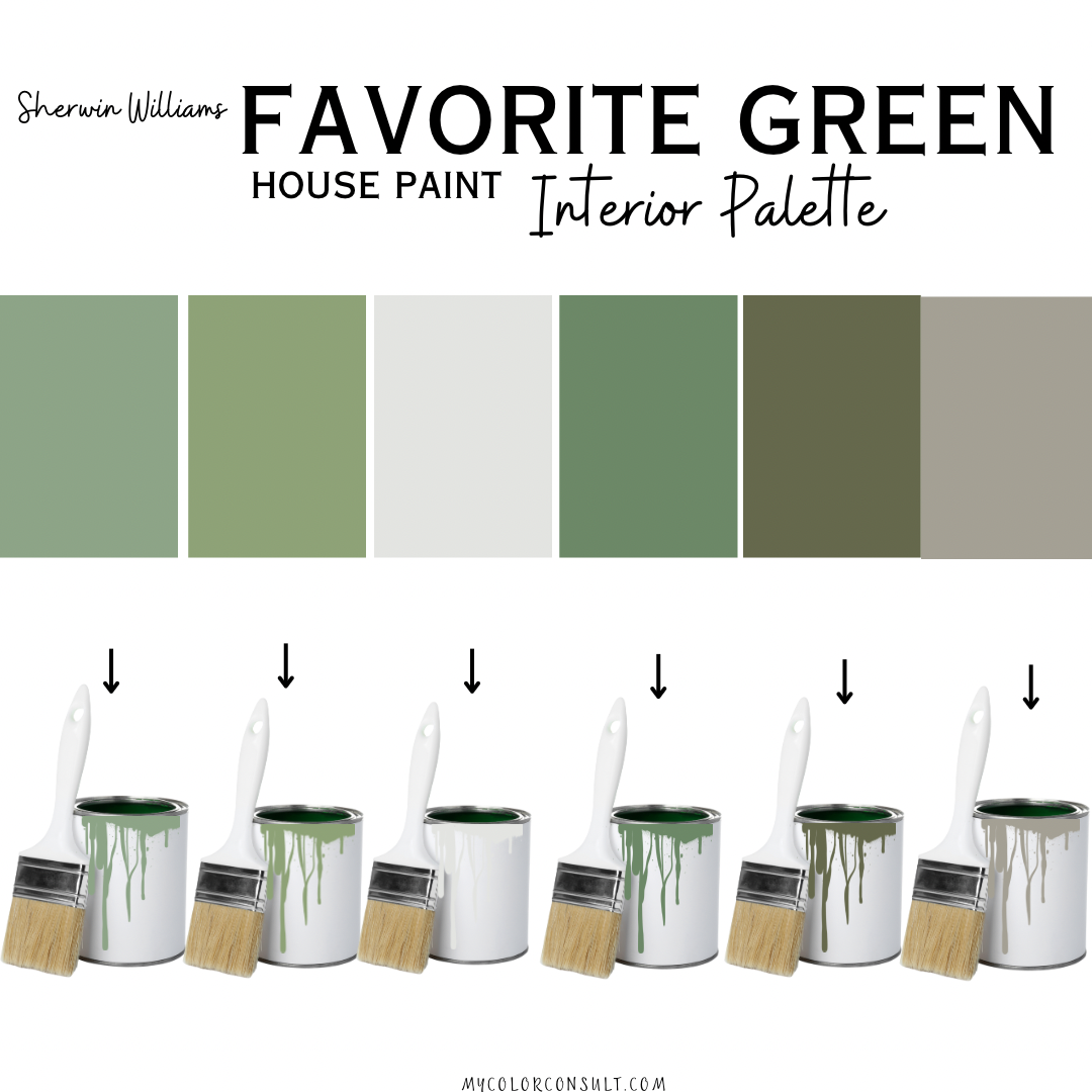 Sherwin Williams Favorite Green coordinating Whole interior House Paint Color