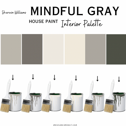 Sherwin Williams Mindful gray coordinating Whole interior House Paint Color