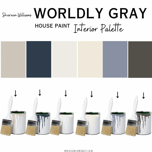 Sherwin Williams Worldly gray coordinating Whole interior House Paint Color