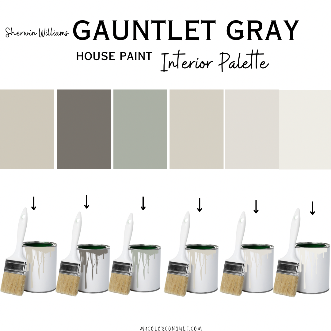 Sherwin Williams Gauntlet gray coordinating Whole interior House Paint Color