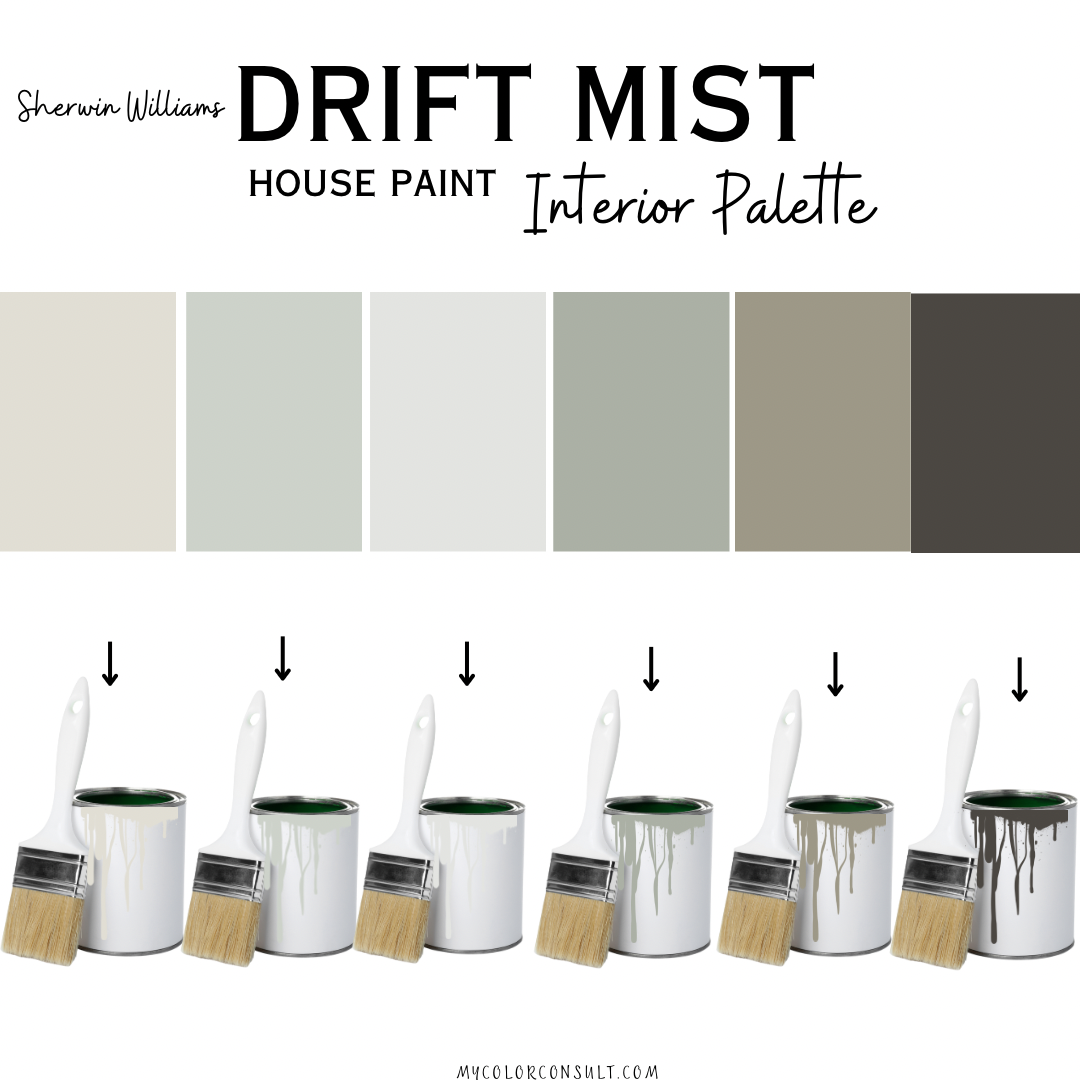 Sherwin Williams Drift Mist coordinating Whole interior House Paint Color