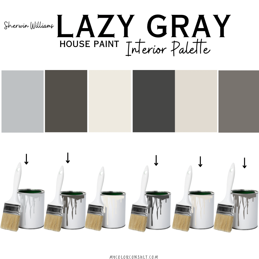 Sherwin Williams Lazy Gray Whole interior House Paint Color