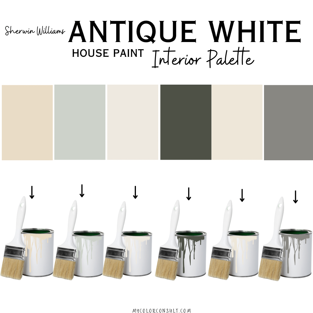 Sherwin Williams Antique White coordinating Whole interior House Paint Color